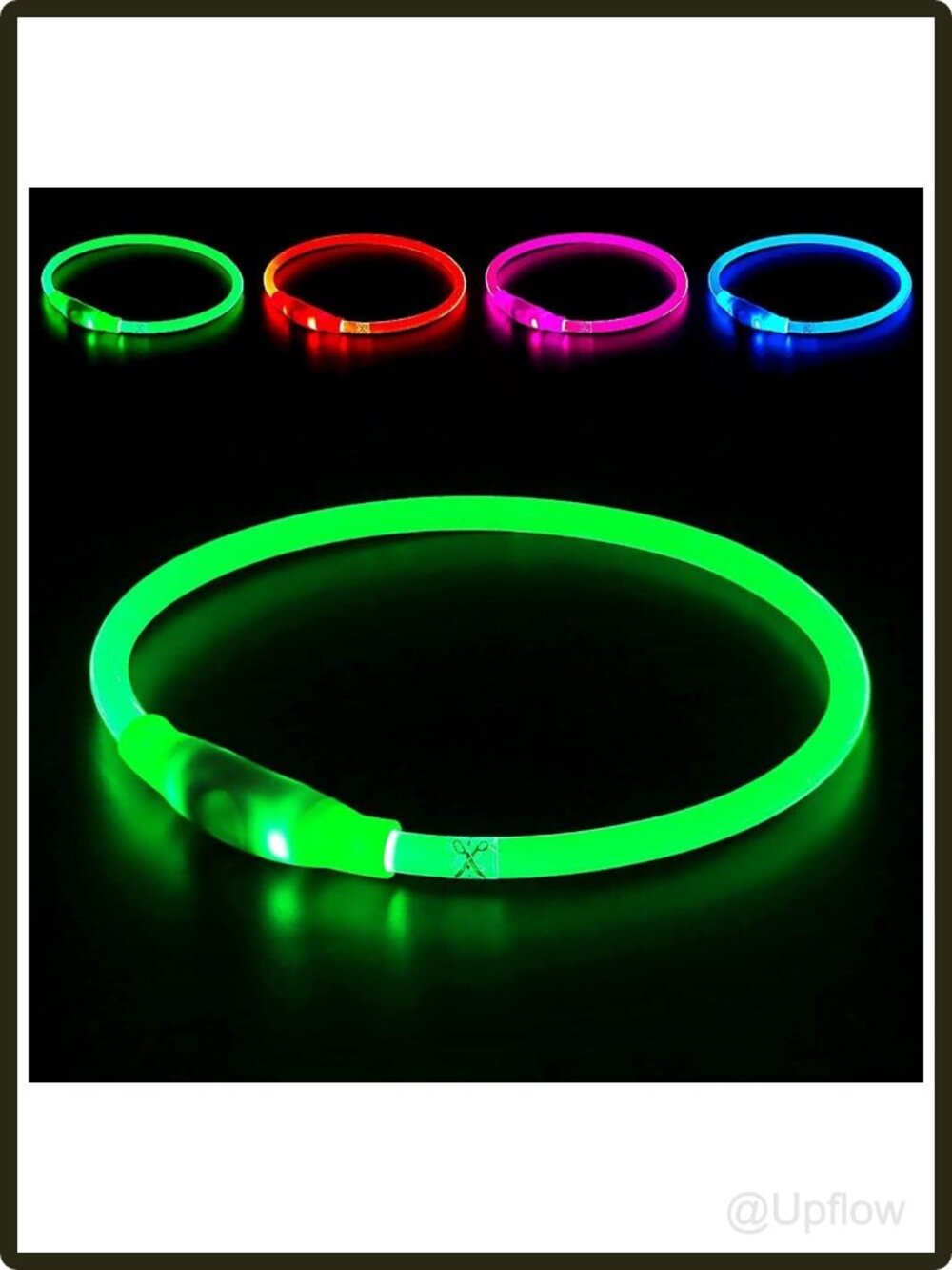 LED Dog Collar USB Rechargeable 360 Degree Visibility 3 Modes Trimmable One Size